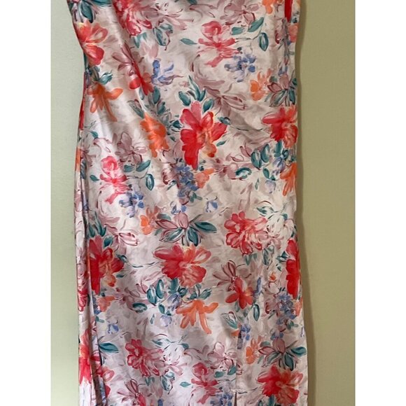 Floral  Maxi Slip Dress Small With Spaghetti Straps & Side Slit Small Coquette - Picture 3 of 11